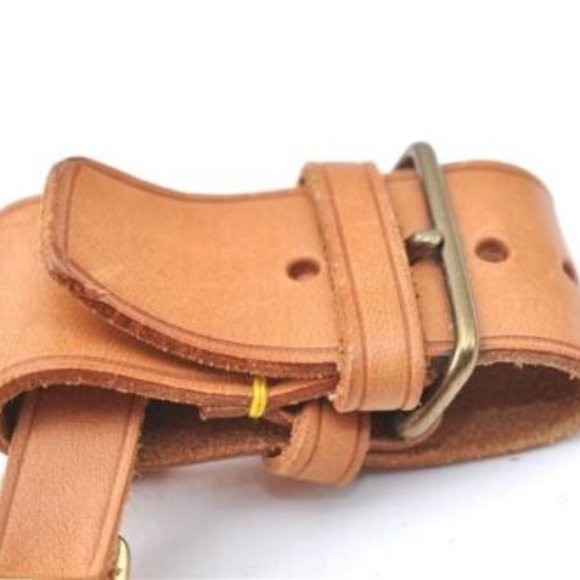 Vintage Louis Vuitton Luggage Tag Poignet Vachetta Leather Brass Gold Tan LV - Picture 6 of 14